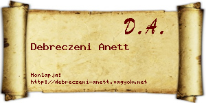 Debreczeni Anett névjegykártya