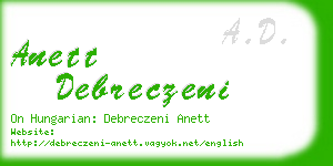 anett debreczeni business card